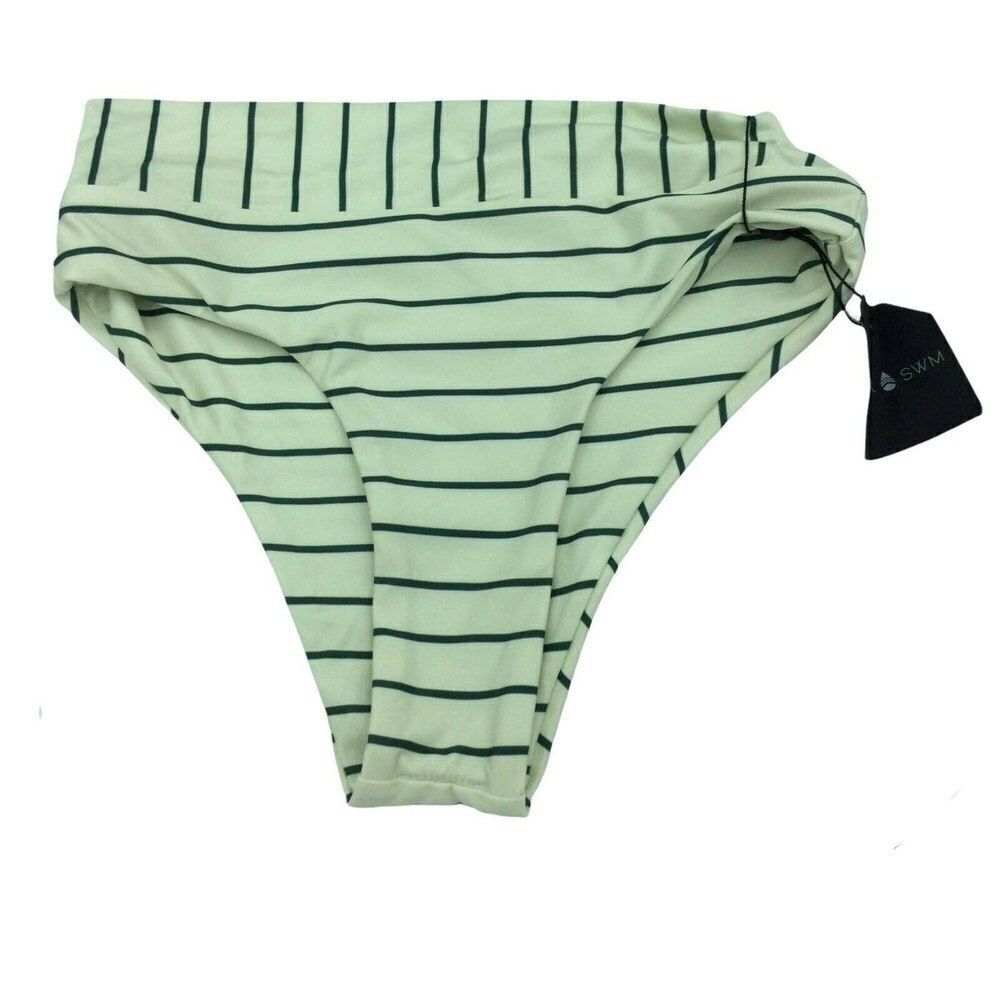 Stone Fox Swim Hacienda Coconut Stripe Full Bikini Bottom Womens Size Small NWOT